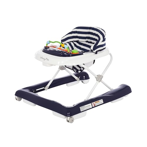 Dream On Me 2-in-1 Ava Baby Walker, Easy Convertible Baby Walker, Walk Behind, Height Adjustable Seat, Added Back Support, Detachable-Toy Slate, Navy