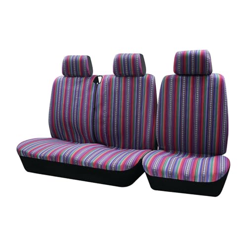 Housses de siège en tissu polyester rayé pour banquette utilitaire Toyota Hiace 2+1
