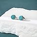 Desnuage Tibetan Turquoise Earrings 10mm Circular Sterling Silver Post Stud Hypoallergenic Handmade Earrings for Women Trendy Fashion