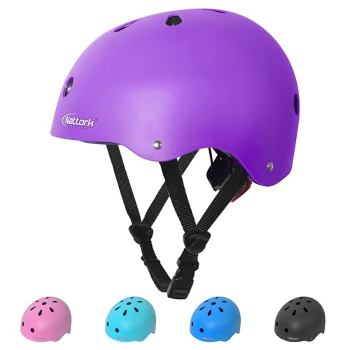 MammyGol Girls Bike Helmet Kids Skateboard Helmets Adjustable Multi-Sport Protective Gear Set Lightweight Helmet Boys Toddler for Skate Scooter Ages 4-8 (Purple)