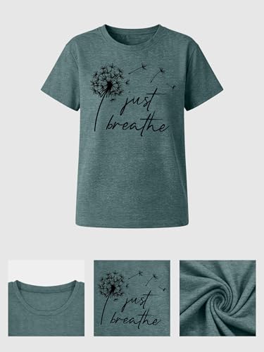 Image of Anbech Womens Dandelion Graphic T-Shirts Teen Girls Cute Sunflower Print Casual Tee Tops