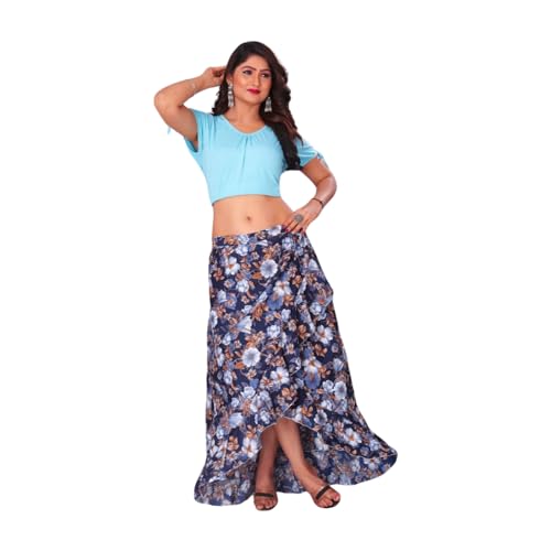 Image of JYESHTA Women's American Crepe Flared A Line Stitched Long Skirt with 12 Mtr Flare 40 in Height | Skirts for Women Long Length | Long Skirts for Girls