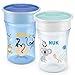 NUK Magic Cup vaso antiderrame bebe | Borde a prueba de derrames de 360° | +8 meses | Sin BPA | 230 ml | Mono/Koala (Azul) | 2 unidades