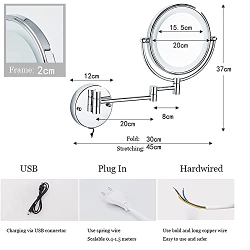 Espejo para maquillaje montado en pared con luz LED miniatura 5