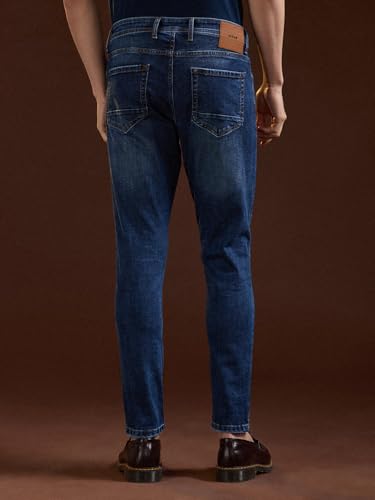 Image of Men's Mid Blue Solid Skinny Fit Denim Jeans