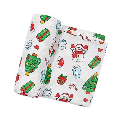 Image of Muslin Swaddle Blanket for Unisex, Soft Breathable and Skin-Friendly Baby Swaddles for Boys & Girls, Baby Blanket, Newborn Receiving Blanket, Christmas Blankets Babies, Large 42 x 47 inches