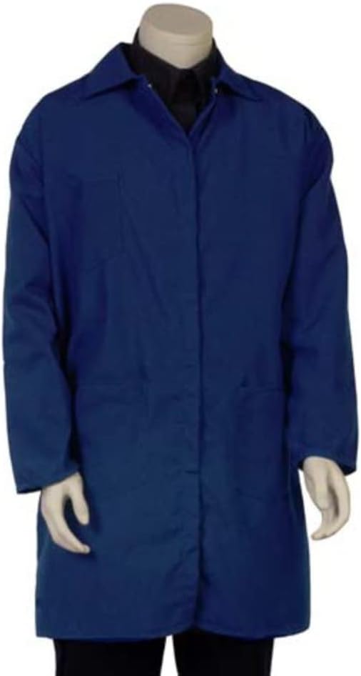 Cementex CLC8-M Arc Flash Task Wear FR Treated Cotton Lab Coat, 8 Calorie Rating, Navy Color, Size: Medium