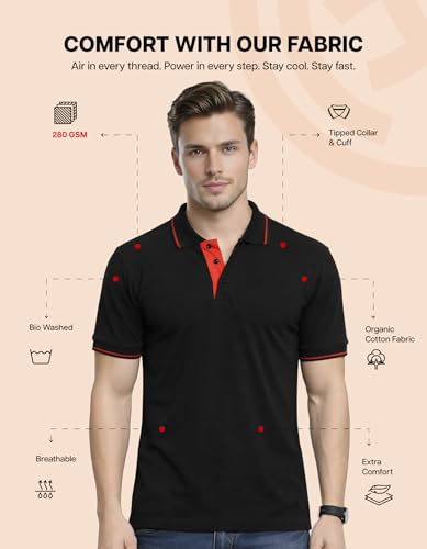 Image of Scott International Cotton Polo T Shirt | Collar Tshirts | Half Sleeves Plain T Shirt | T-Shirt |Tshirt for Men Stylish | Men's Tshirt