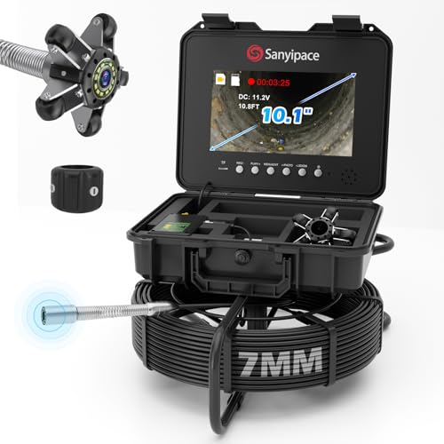 HD Sewer Camera 50 m, Sanyipace Tube Camera with 512 Hz Transmitter, Distance Counter and Self-Levelling, 10 Inch Screen Tube Camera, 7 mm Semi-Rigid Cable, 32 GB TF Card Included HD Sewer Camera 50 m, Sanyipace Tube Camera with 512 Hz Transmitter, Distance Counter and Self-Levelling, 10 Inch Screen Tube Camera, 7 mm Semi-Rigid Cable, 32 GB TF Card Included