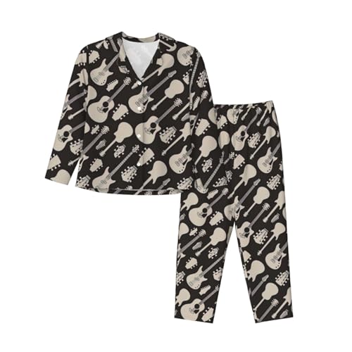Pyjama à manches longues guitare pour femme : l'ensemble fluide idéal pour vos soirées cocooning