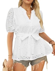 Cicibird Elegante Damenbluse mit Lochmuster