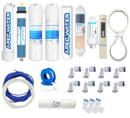 Image of Apec Water Complete RO Service Kit - Sediment, Carbon, Pre Filter, Spun Filter + 80 GPD Membrane, Housing & Accessories | Fits Most RO Purifiers