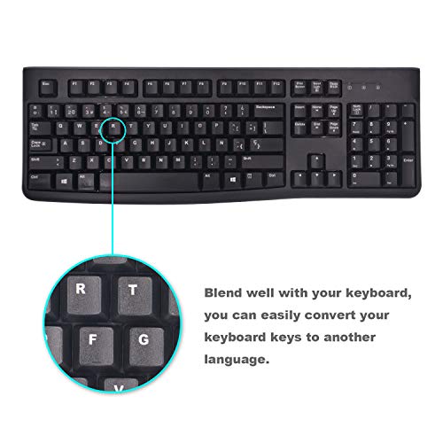 2PCS Pegatinas de Teclado Español Mate Letras Blancas Fondo Negro miniatura 2