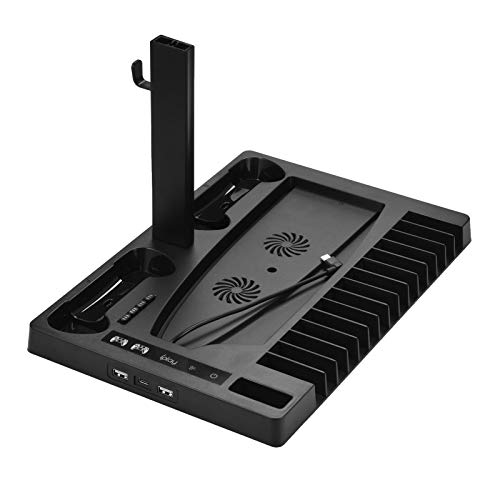 Ksruee PS5 Vertical Stand - Compatible Playstation 5 Console Cooling Stand, PS5 Controller Charger, and 15 Disc Game Rack - Keep All Your Playstation 5 Accessories Organized in One Place