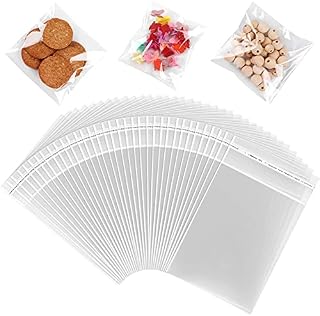 Small Cellophane Bags, 200PCS Self Seal Cookie Bags, Clear Cellophane Treat Bags, Plastic Cello Bags for Wax Melts, Candy, Soap, Jewellery, Sweet(12×18cm)