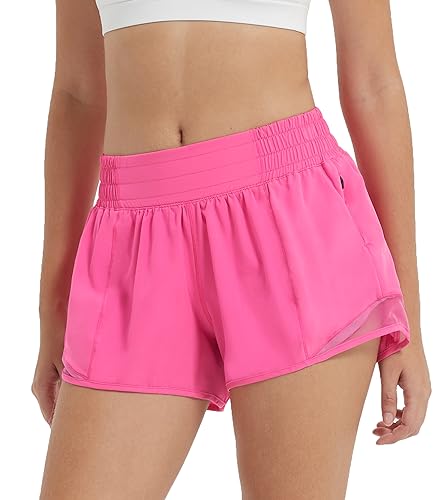 Attifall Short feminino de corrida de cintura alta, 6 cm / 10 cm - Short esportivo esportivo esporti