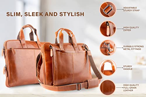 Liberty Leather 15.6” Genuine Leather Laptop Bag Briefcase Messenger bag for Men and Women Business Travel Satchel bag4