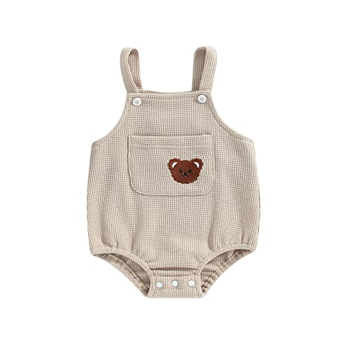 Image of Douhoow Cute Baby Romper Waffle Baby Clothes Infant Girl Boy Summer Outfits