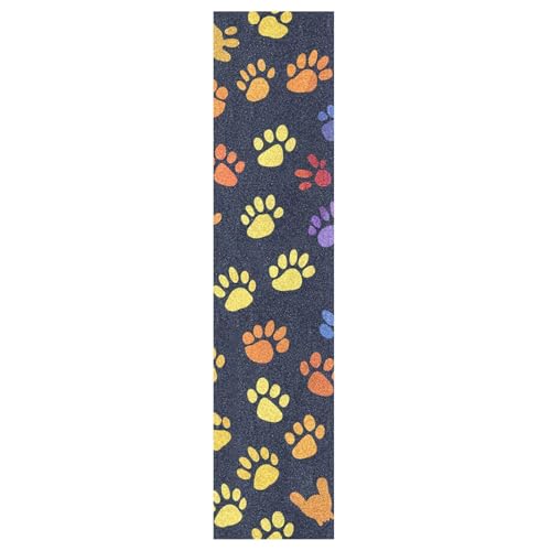CEBUGI Rainbow Paw Prints Skateboard Grip Tape 44x10in Waterproof Tear-Proof Longboard Grip Tape Bubble Free Non-Slip Scooter Grip Tape for Girls Boys