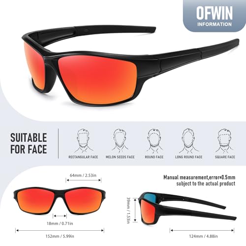 Image of Polarized Sports Sunglasses for Men Women Driving Cycling Fishing Wrap Around Sun Glasses UV400 Protection