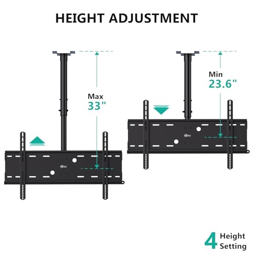 Image of WALI Ceiling TV Mount for 42-90 inch, Hanging Adjustable TV Ceiling Mount Bracket Fits Most LED, LCD, OLED 4K TVs, Holds up to 220lbs, Max Mounting Holes 800x400mm (CM4290), Black
