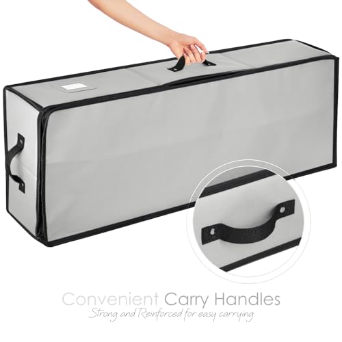 Image of Hearth & Harbor Wrapping Paper Storage Container - Christmas Storage Bag with Interior Pockets - Gift Wrap Organizer Fits Up to 22 Rolls of 40 inch - Tear Proof, Silver