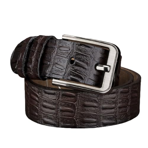 Western Belts For Men Single Prong Buckle,Engraved Alligator Hornback Back Bone Crocodile Pattern Embossed Strap(