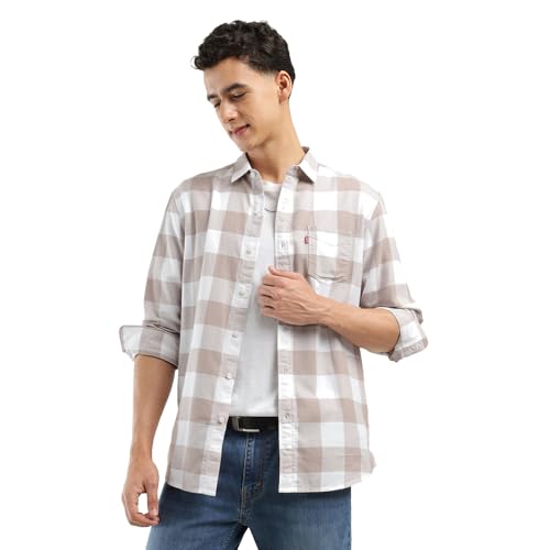 Image of Levi's Men Cotton Checkered Slim Fit Shirt
