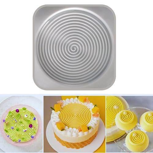 Image of MoldBerry Silicone Cake Mould, Spiral Design Round Ring Silicone Mould Insert Decor Mousse Cake Decorating Chocolate Ice Cream Baking Pan Dessert Cake Mould (White)