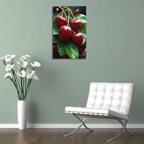 Décoration murale cerises rouges 50x75cm tableau moderne