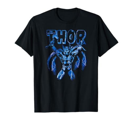 T-shirt Thor Marvel homme noir L coton manches courtes graphique vintage Ride The Lightning