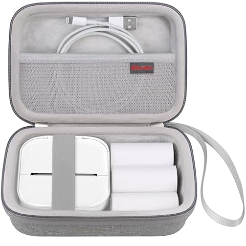 Elonbo Carrying Case for T02 Mini Printer, Compatible with Memoking/Omezizy/Memoqueen/Phomemo/Ponek T02 Portable Bluetooth Thermal Label Maker Bag, Small Smart Handheld Labeler Holder, Grey Cover