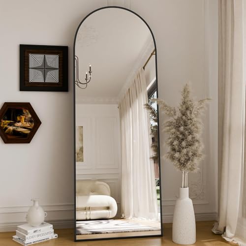 Image of 70 inchx27 inch Floor Mirror Full Length, Arched Full Length Mirror with Stand, Large Full Body Mirrors for Bedroom Living Room or Cloakroom Black