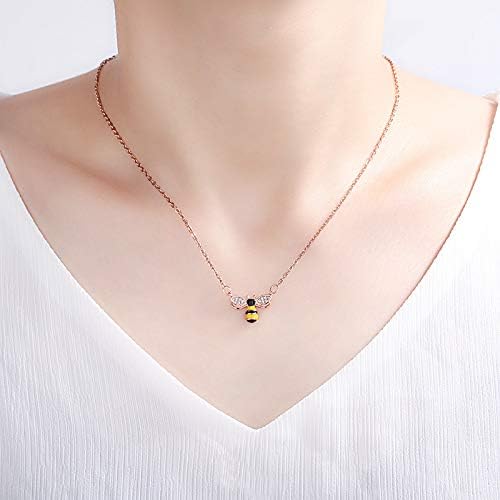 2pcs Bee Earrings and Necklace Set 925 Silver Pin Enamel Crystal Sweet Insect Jewelry Set for Women Gifts - Image 4