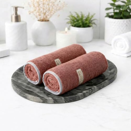 Image of LINEAR Microfiber Hand Towels /Small Size Towel /Face Towel /Towel for Men, Women & Babies /Ultra Soft, Absorbent & Quick Dry Towels for Gym, Travel 500 GSM (Brown-2)