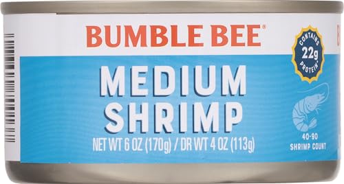Image of Bumble Bee Medium Canned Shrimp, 6 oz Can - Shrimp in Water, Cooked, Peeled, Deveined - 22g Protein per Serving - Gluten Free