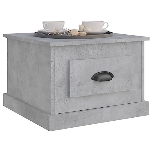 Table Basse avec tiroir de rangement gris béton meuble de salon multifonction et robuste