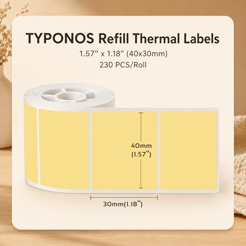 Image of PM240 Label Maker with 1 Roll Labels, Bundle with 1 Roll Yellow Label, 1.57''x1.18'' (40x30mm), 230 Labels /Roll, 2 inch Bluetooth Label Printer, Waterproof Labels for Business Office Home