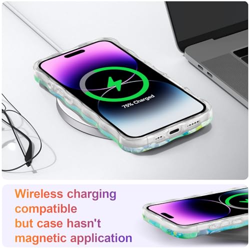 EYZUTAK Case for iPhone 16, Colorful Retro Oil Painting Flower Laser Glossy Pattern Cute Curly Wave Edge Exquisite Phone Cover Stylish Durable TPU Protective Case for Girl Women - Blue Purple by EYZUTAK - Used condition - Image 6