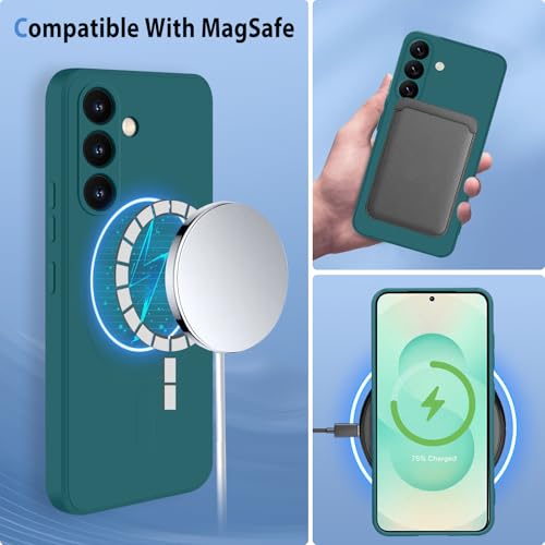 Coque aimantée Samsung S25 Plus silicone vert doublure microfibre luxe - 4