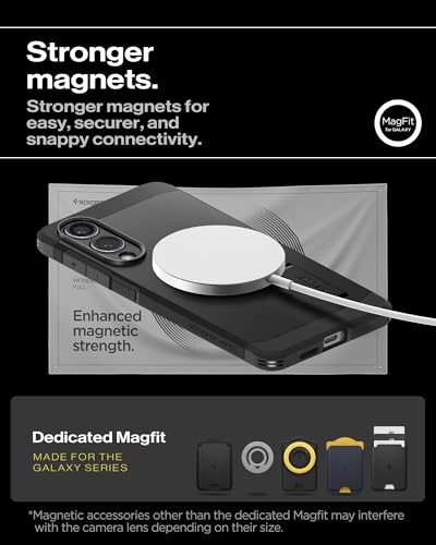 Image of Spigen for Galaxy S25 Edge Case, Tough Armor MagFit [Kickstand] [Compatible with MagSafe] [Military-Grade Protection] - Black