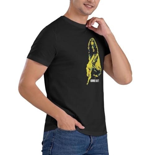 Bonnie Music Raitt Shirt Men's Crew Neck T-Shirt Cotton Tees Lightweight Tee for Daily Casual Black4