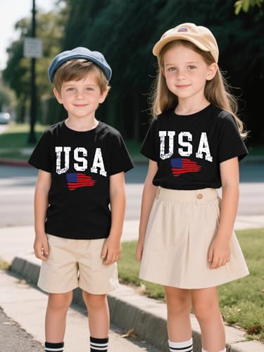 USA American Flag Shirts Little Kids Boys Girls 4th of July Patriotic T-Shirt Toddler Summer Short Sleeve2