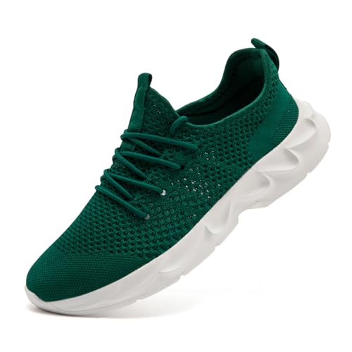 DLWKIPV Womens Running Shoes Lightweight Breathable No Slip Sneakers Gym Athletic Workout Casual Sports Walking Tennis Shoes Dark_Green 8.5