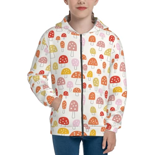 Cute Cartoon Mushrooms Kid Hoodies Boys Zip Up Sweatshirts Girls Pullover with Pocket3