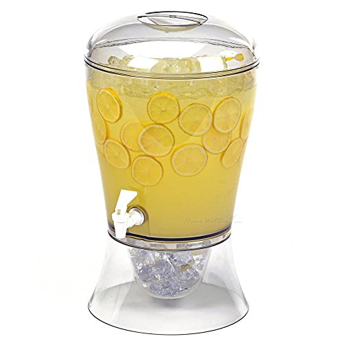 Estilo Beverage Dispenser on Base with Ice Core and Flavor Infuser, Clear, 2 gallon