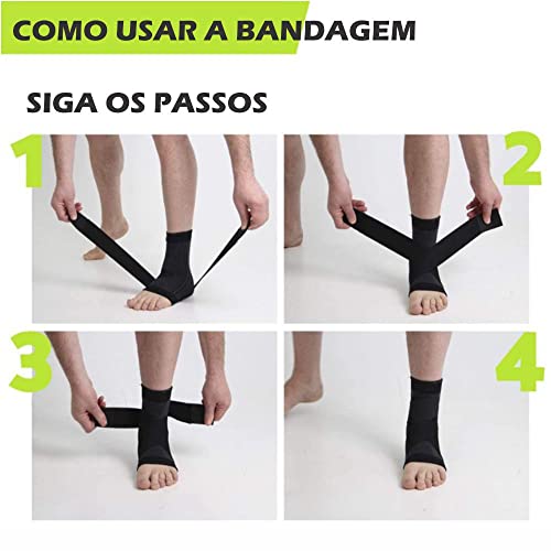 Tornozeleira Compressão Tensor E Dupla Bandagem Veidoorn Grafite Dupla Faixa Elástica Tensor Estabil