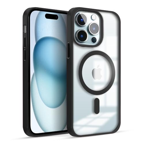 Image of KARWAN️ Hybrid Transparent iPhone 14 Pro Max Back Cover Case Compatibe with MagSafe|Shockproof Design |Camera Protection Bump|Transparent Back Cover Case for iPhone 14 Pro Max(PC, TPU|Black Bumper