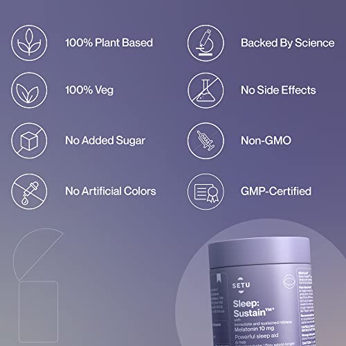 Image of Setu Sleep Sustain - 60 Caps (Pack of 3) | Melatonin 10mg, Promotes Relaxation & Sleep, Stay Asleep Longer, Non Habit Forming