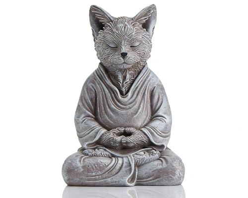 Estatua decorativa zen de gato meditando 7 pulgadas miniatura 1